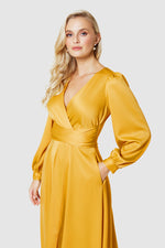 Load image into Gallery viewer, Closet London Full Skirt Wrap Dress - Yellow
