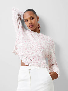 French Connection Nevanna Recycled Scallop Hem Sweater - Rose Kiss