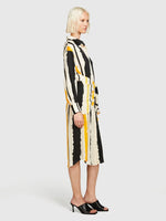 Load image into Gallery viewer, Sisley Printed Shirt Dress With Sash - Yellow
