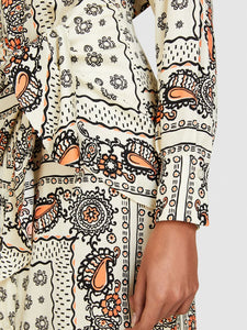 Sisley Printed Shirt Dress With Sash - Coral