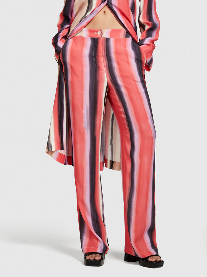 Sisley Multicolour Stripe Trousers - Coral