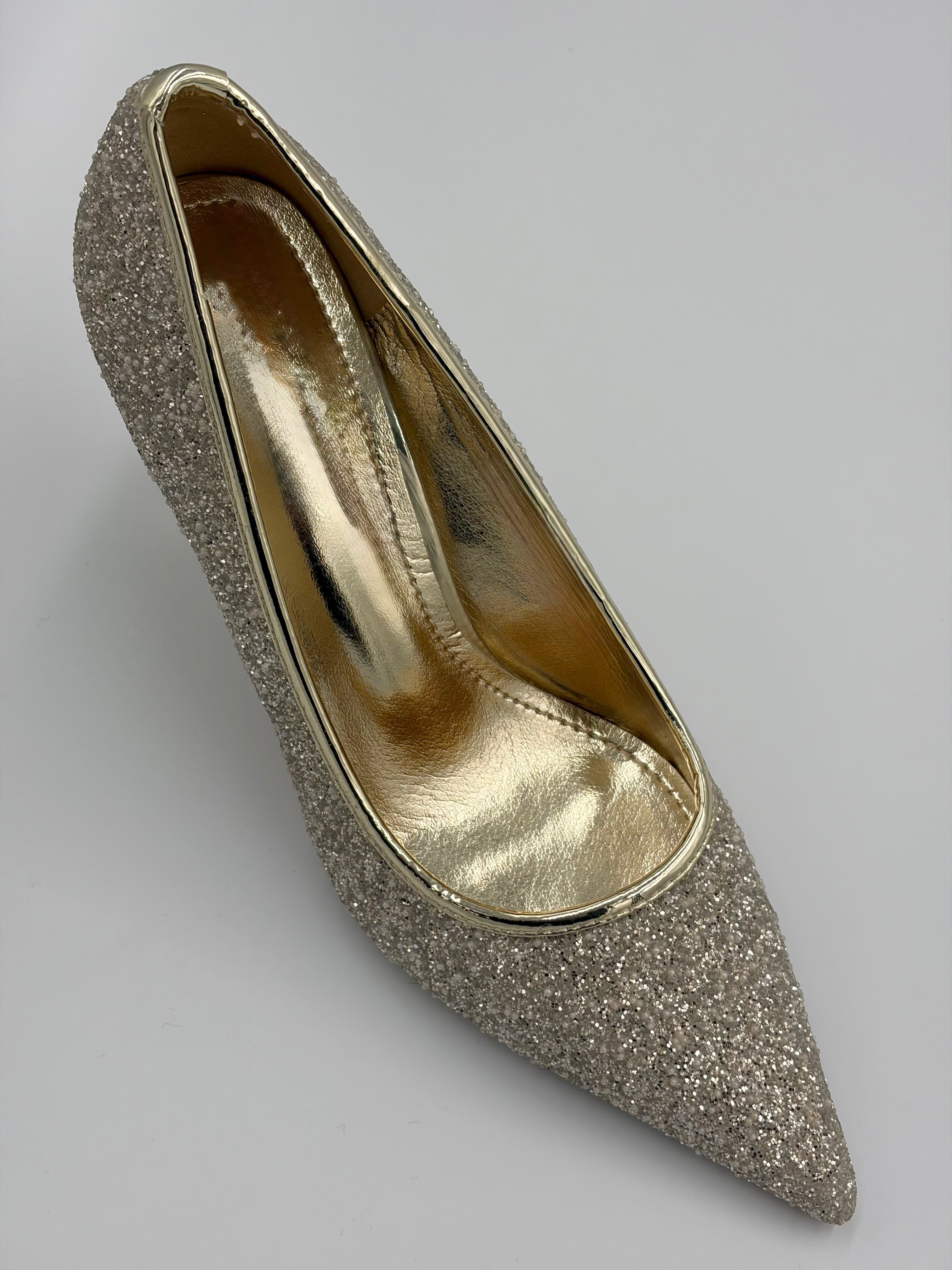 Gold Sequin Pointed Toe Stiletto