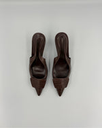 Load image into Gallery viewer, Brown Croc Embossed Slingback Heel
