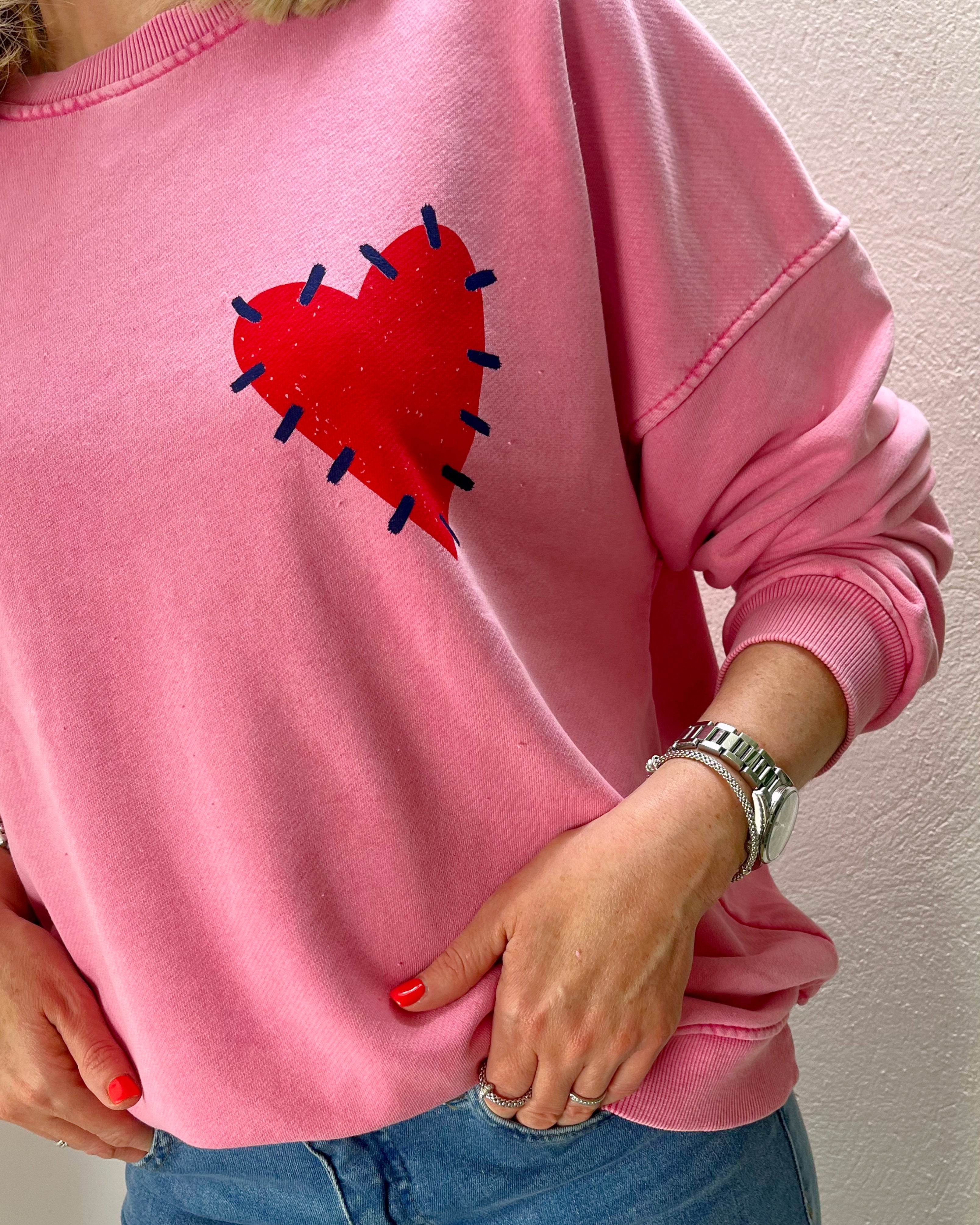 Love Heart Sweatshirt Pink