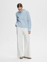 Load image into Gallery viewer, Selected Femme Funnel Neck Chunky Jumper - Cashmere Blue
