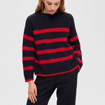 Load image into Gallery viewer, Paige Chunky Ribbed Striped Knitted Jumper - Dark Sapphire

