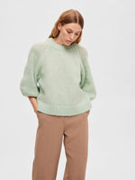 Load image into Gallery viewer, Selected Femme Knitted Balloon Sleeve Top - Aqua Foam
