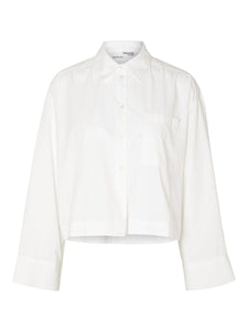 Selected Femme Boxy Cropped Shirt - White