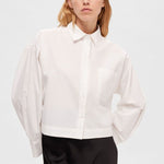 Load image into Gallery viewer, Selected Femme Boxy Cropped Shirt - White
