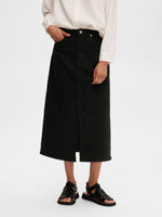 Load image into Gallery viewer, Selected Femme Denim Mini Skirt - Black
