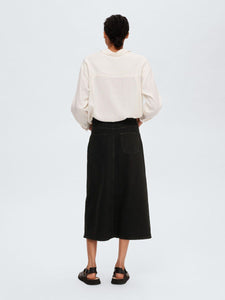 Selected Femme Denim Mini Skirt - Black