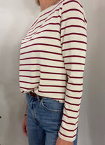 Load image into Gallery viewer, Stripe LS Top W/ Shoulder Buttons
