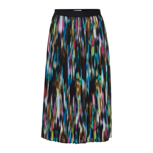 ICHI Pleated Midi Skirt - Multicoloured