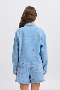 Ichi Embroidered Heart Denim Jacket