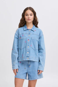 Ichi Embroidered Heart Denim Jacket