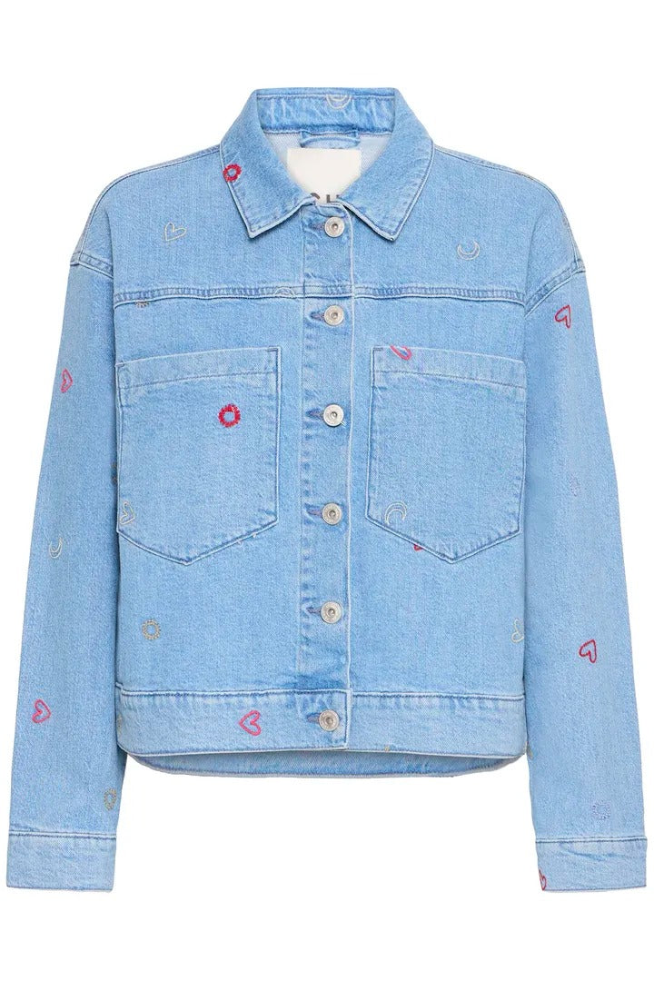 Ichi Embroidered Heart Denim Jacket