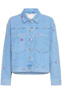 Ichi Embroidered Heart Denim Jacket