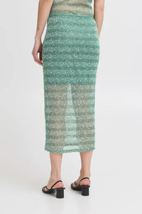 Ichi Sequin Mesh Midi Skirt