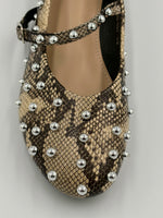 Load image into Gallery viewer, Studded Snake Flat Pumps
