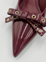 Load image into Gallery viewer, Wine Bow Front Patent Heel
