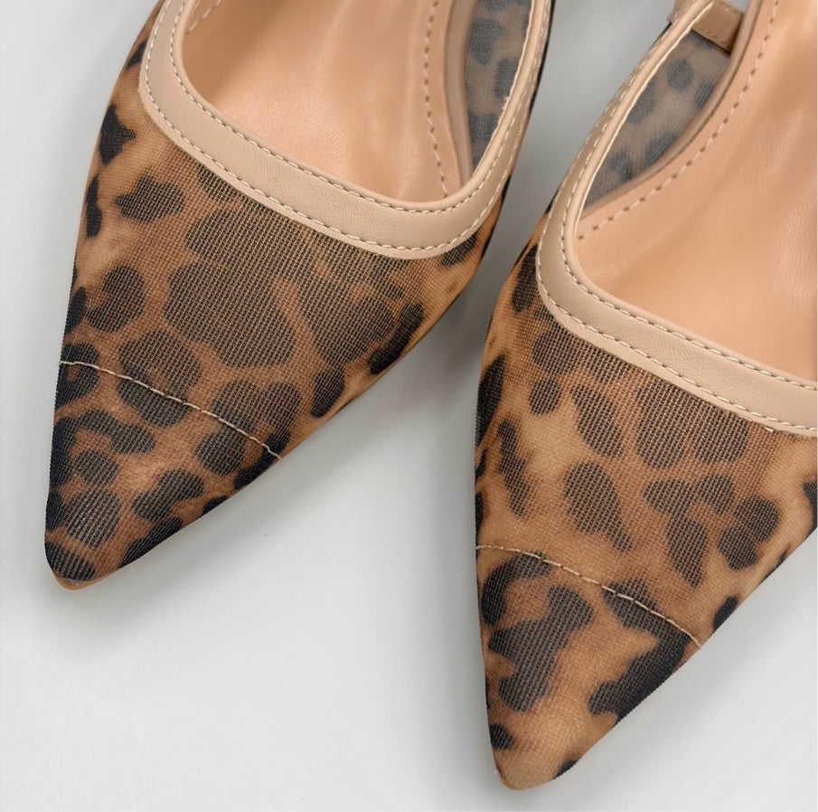 Mesh Leopard Print Slingback Heel
