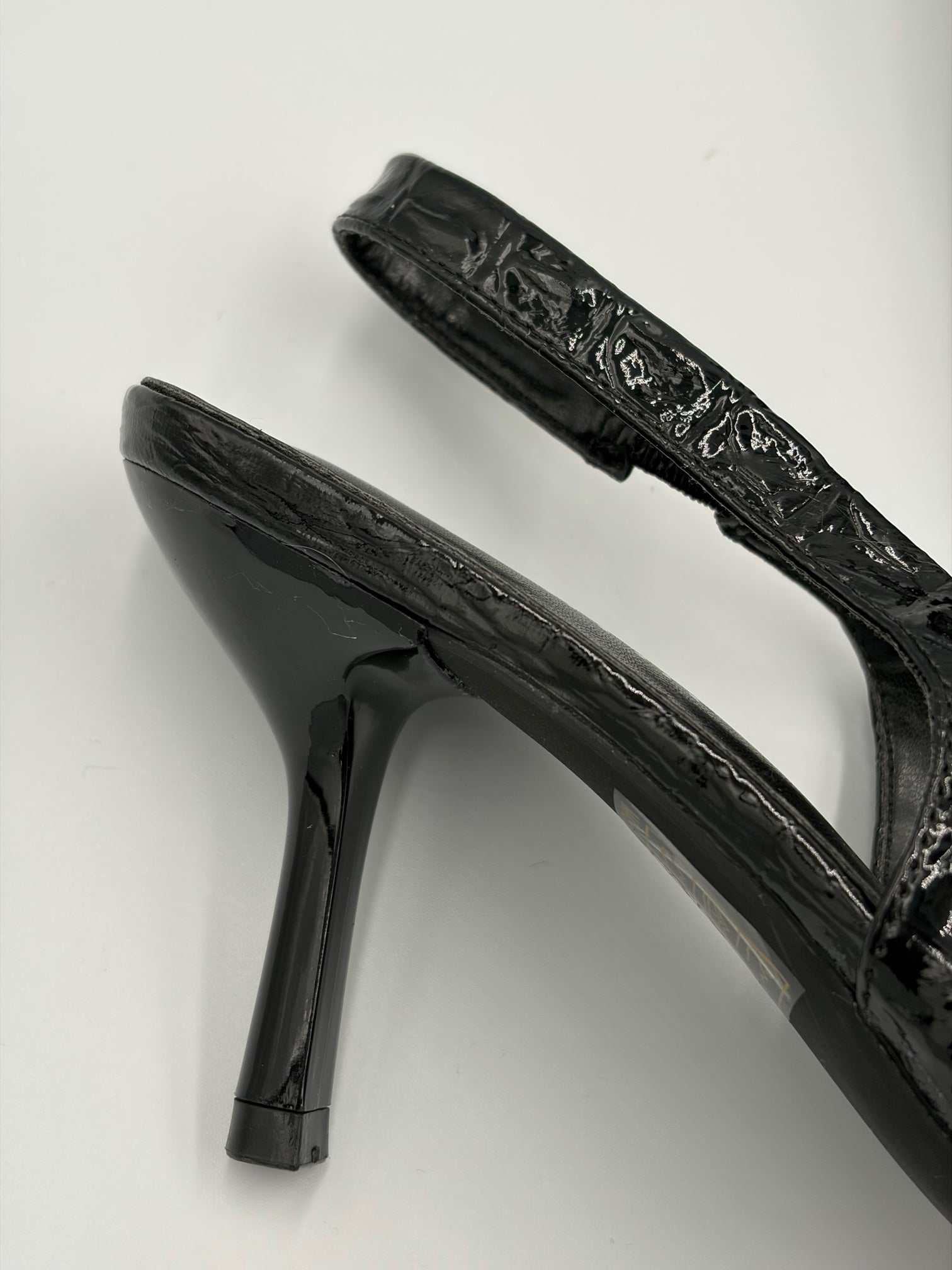 Black Croc Embossed Slingback Heel