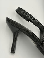 Load image into Gallery viewer, Black Croc Embossed Slingback Heel
