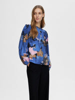 Load image into Gallery viewer, Selected Femme Printed Blouse - Dark Sapphire
