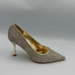 Load image into Gallery viewer, Gold Sequin Pointed Toe Stiletto

