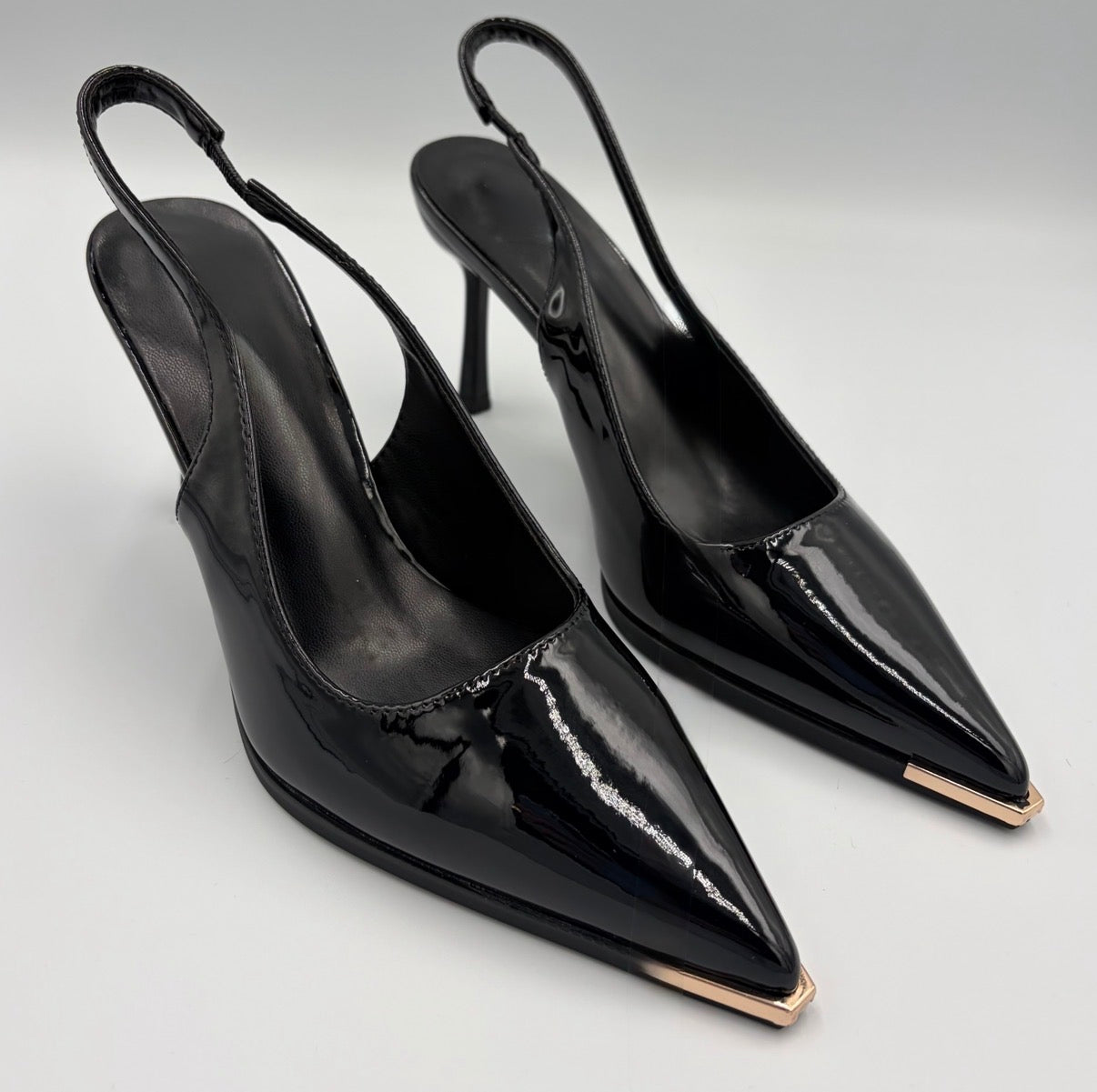 Black Patent Slingback Heel
