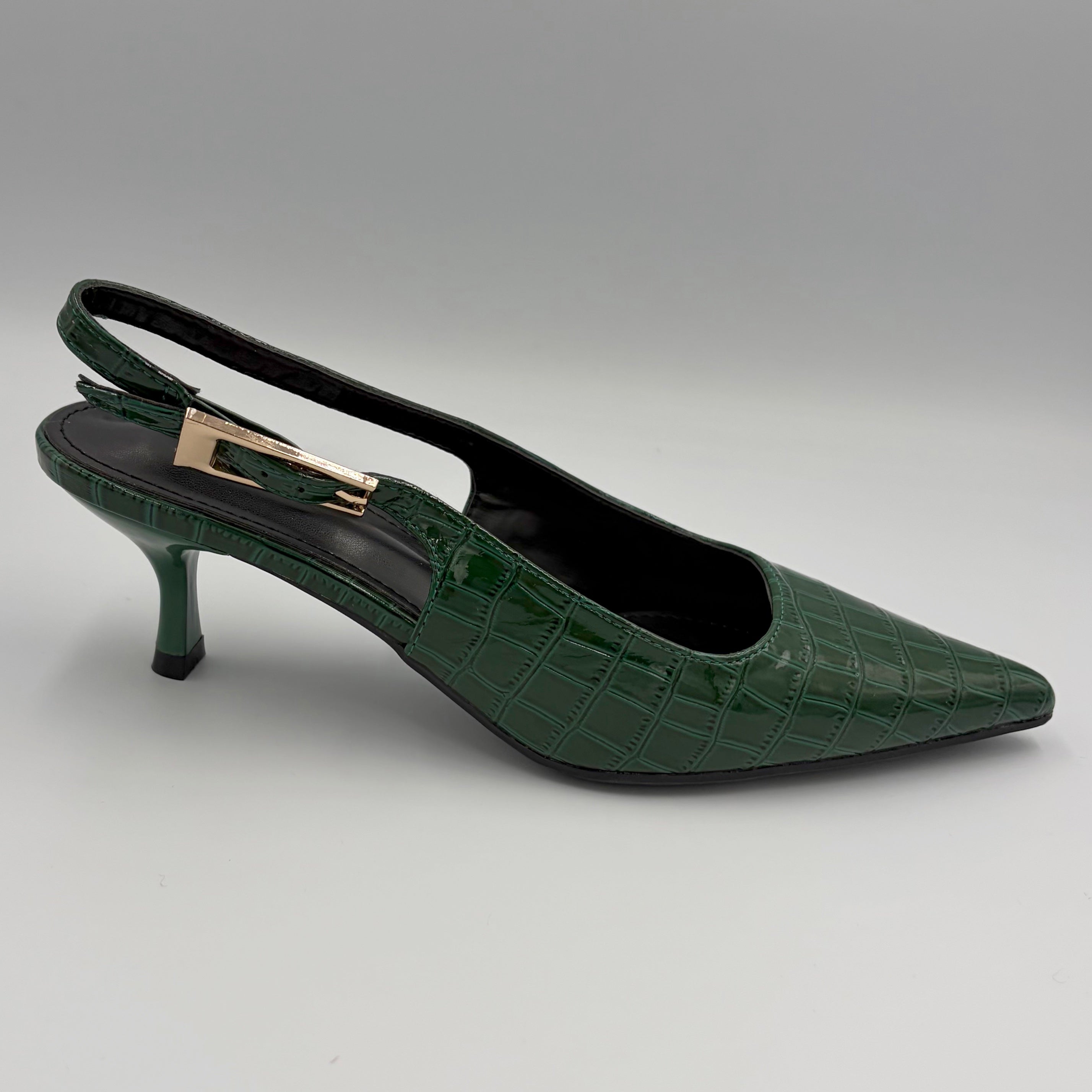 Croc Embossed Slingback Heel
