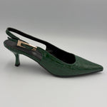 Load image into Gallery viewer, Croc Embossed Slingback Heel
