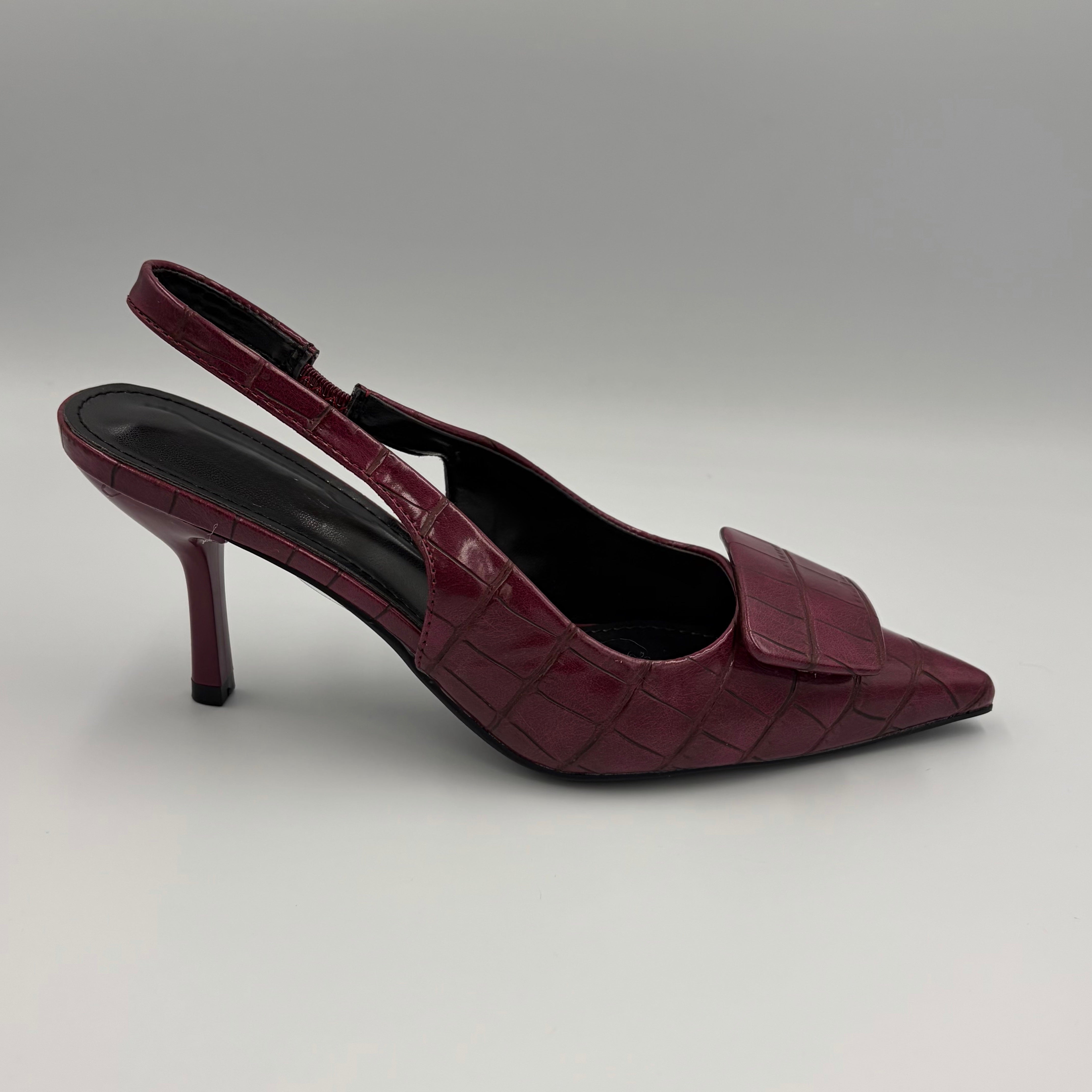 Wine Croc Embossed Slingback Heel