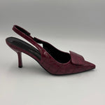Load image into Gallery viewer, Wine Croc Embossed Slingback Heel
