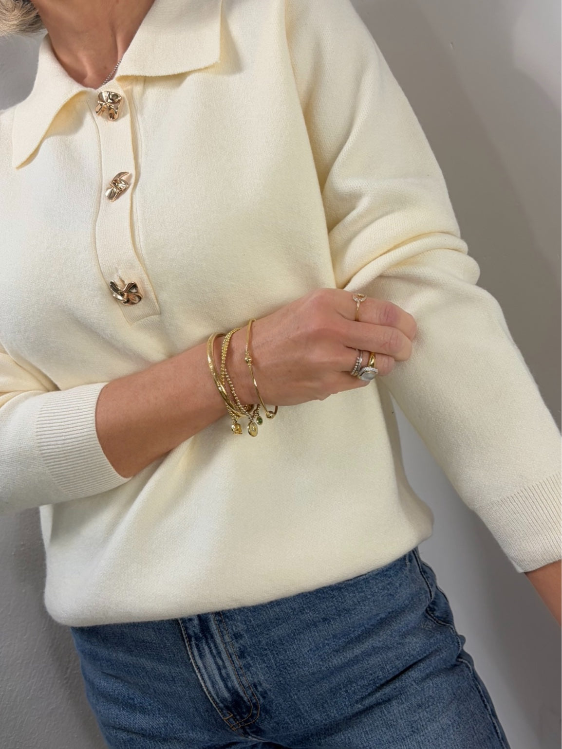 Collared Gold Button Knit