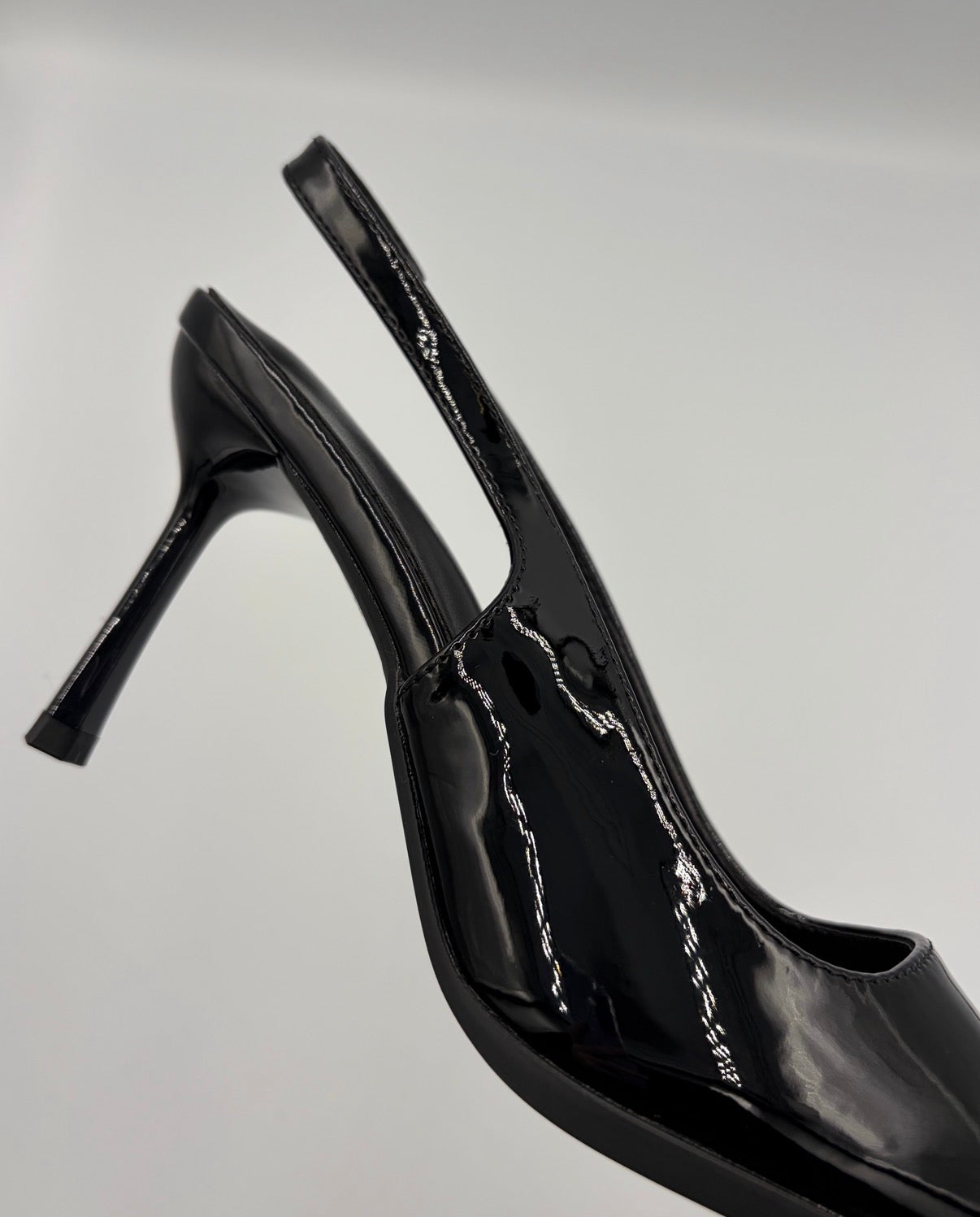 Black Patent Slingback Heel