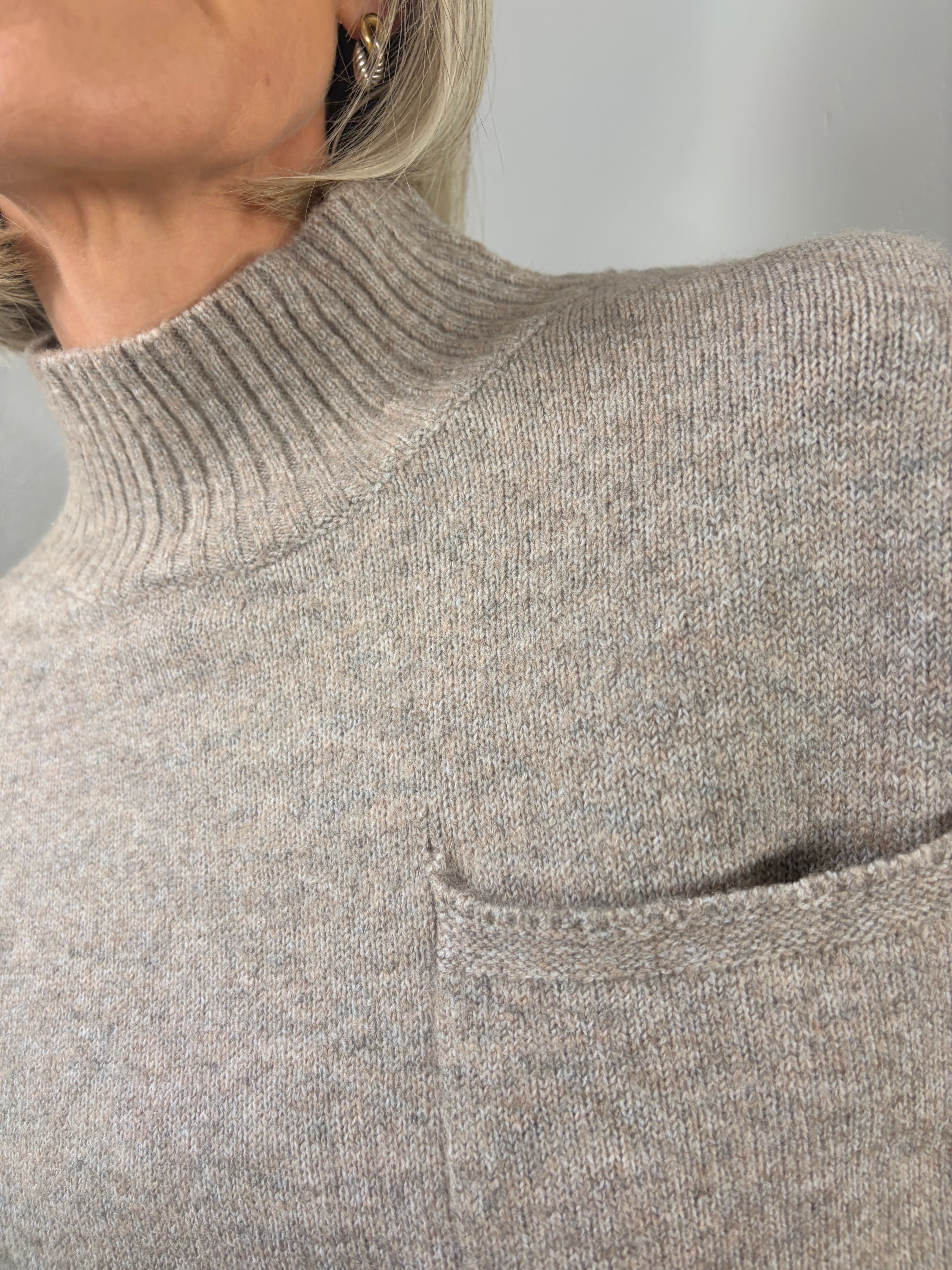 Patch Pocket Mock Neck Jumper