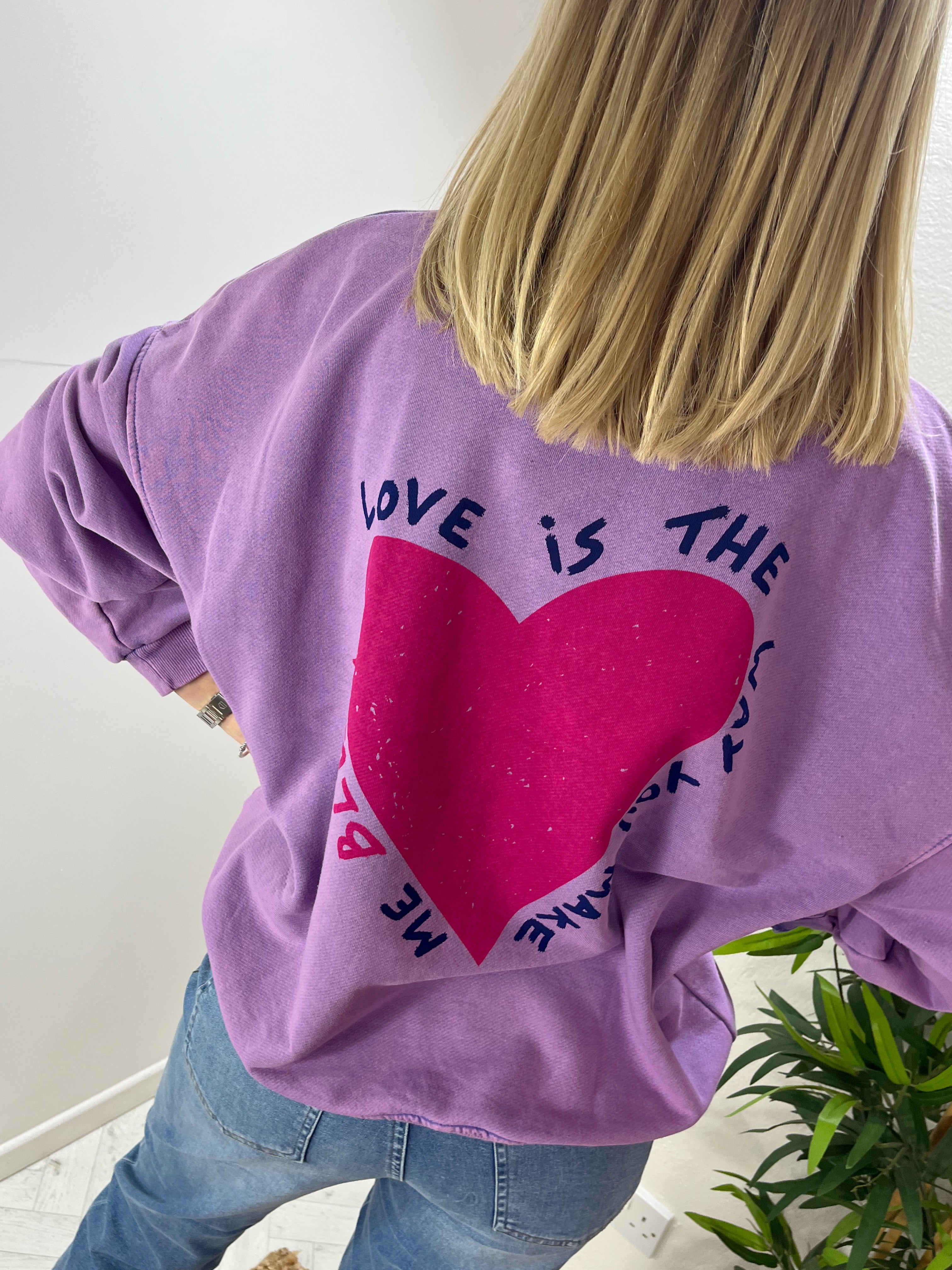 Love Heart Sweatshirt Purple