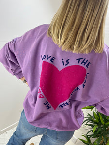 Love Heart Sweatshirt Purple