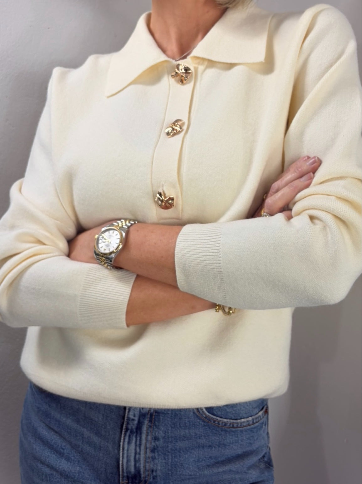 Collared Gold Button Knit