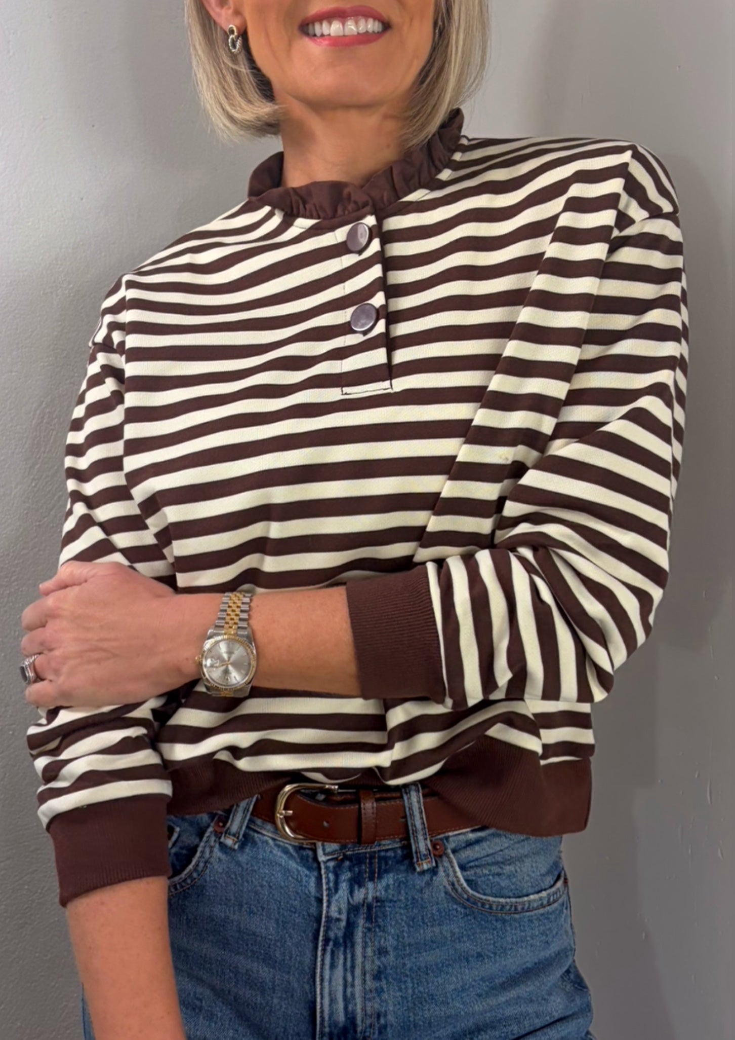 Ruffle Collar Stripe Jumper