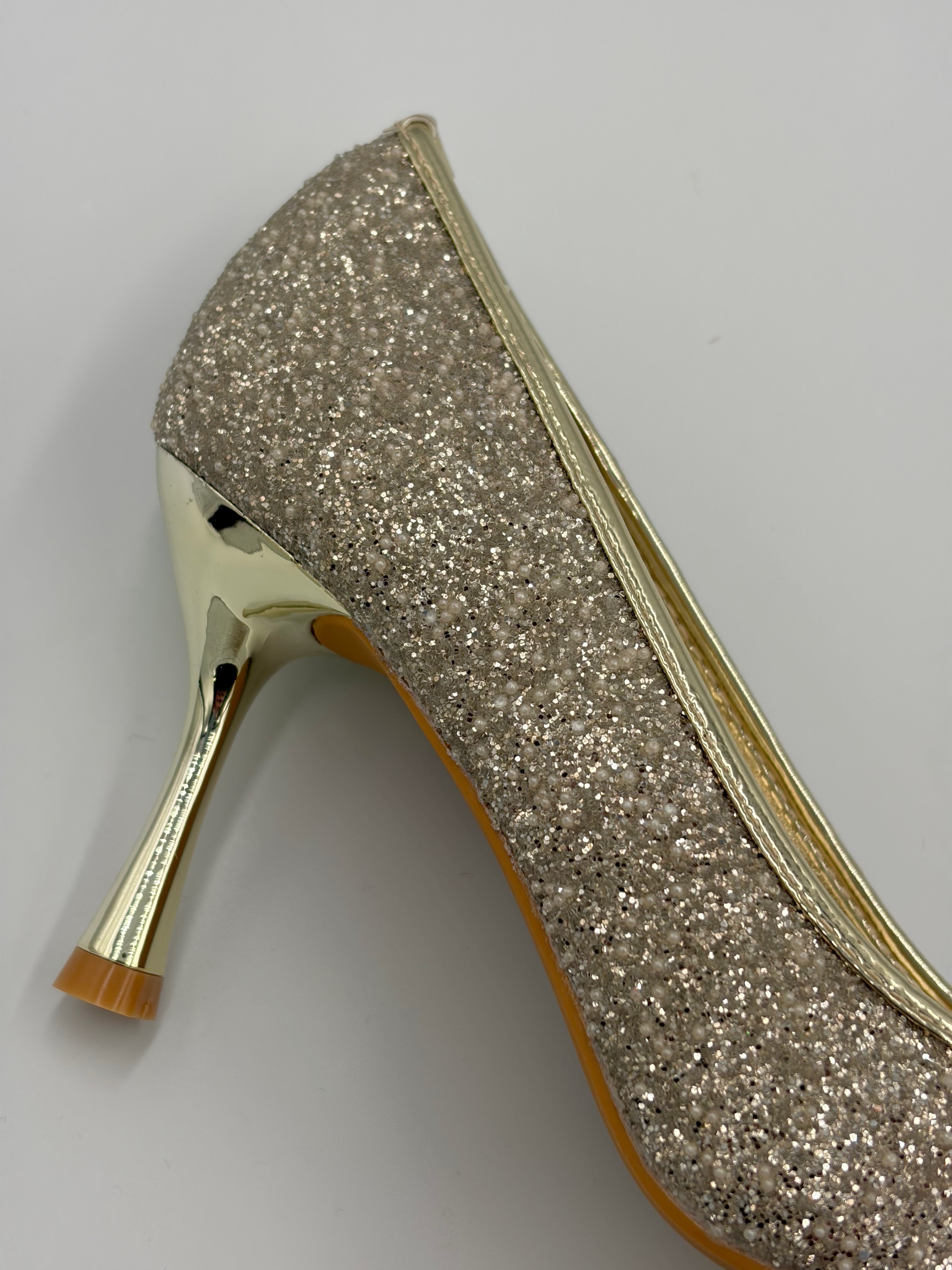 Gold Sequin Pointed Toe Stiletto