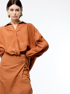 French Connection Ariette Linen Blend Tuck Shirt