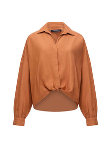 French Connection Ariette Linen Blend Tuck Shirt