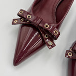 Load image into Gallery viewer, Wine Bow Front Patent Heel

