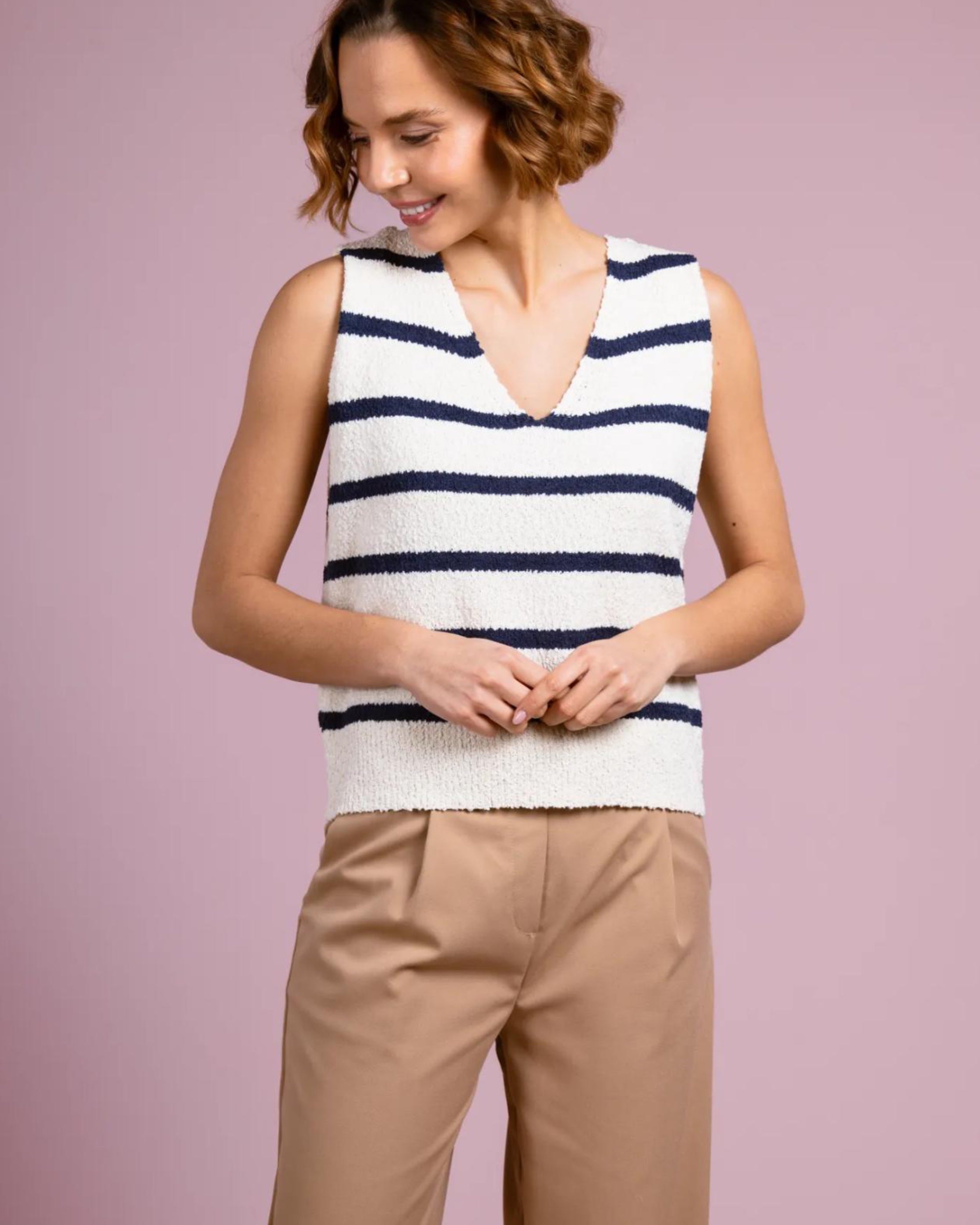 Towelling Stripe Tank Top