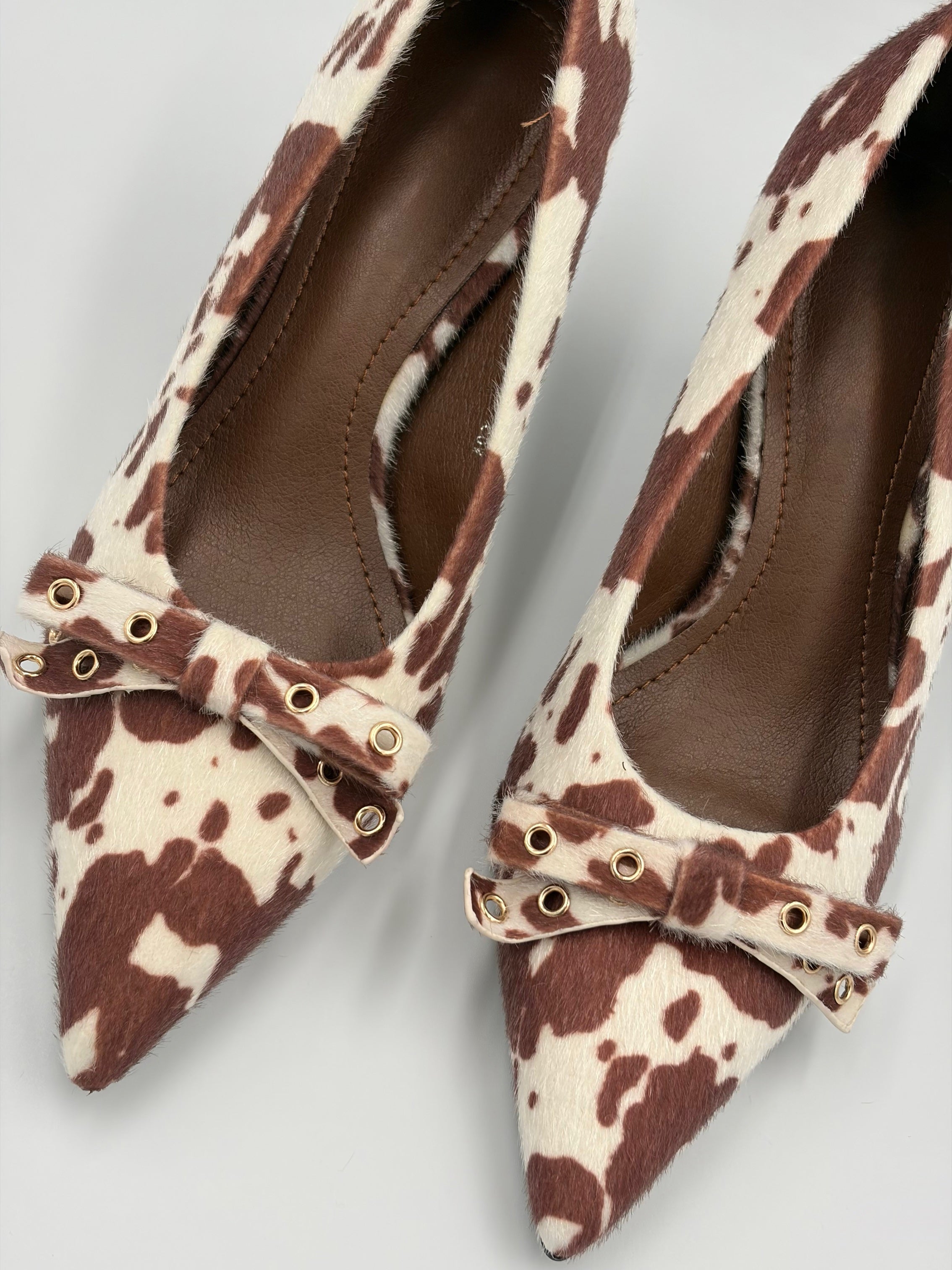 Cow Bow Front Patent Heel