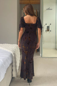 Dove Ruched Floral Detail Midi Dress