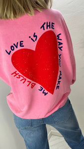 Love Heart Sweatshirt Pink