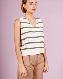 Towelling Stripe Tank Top